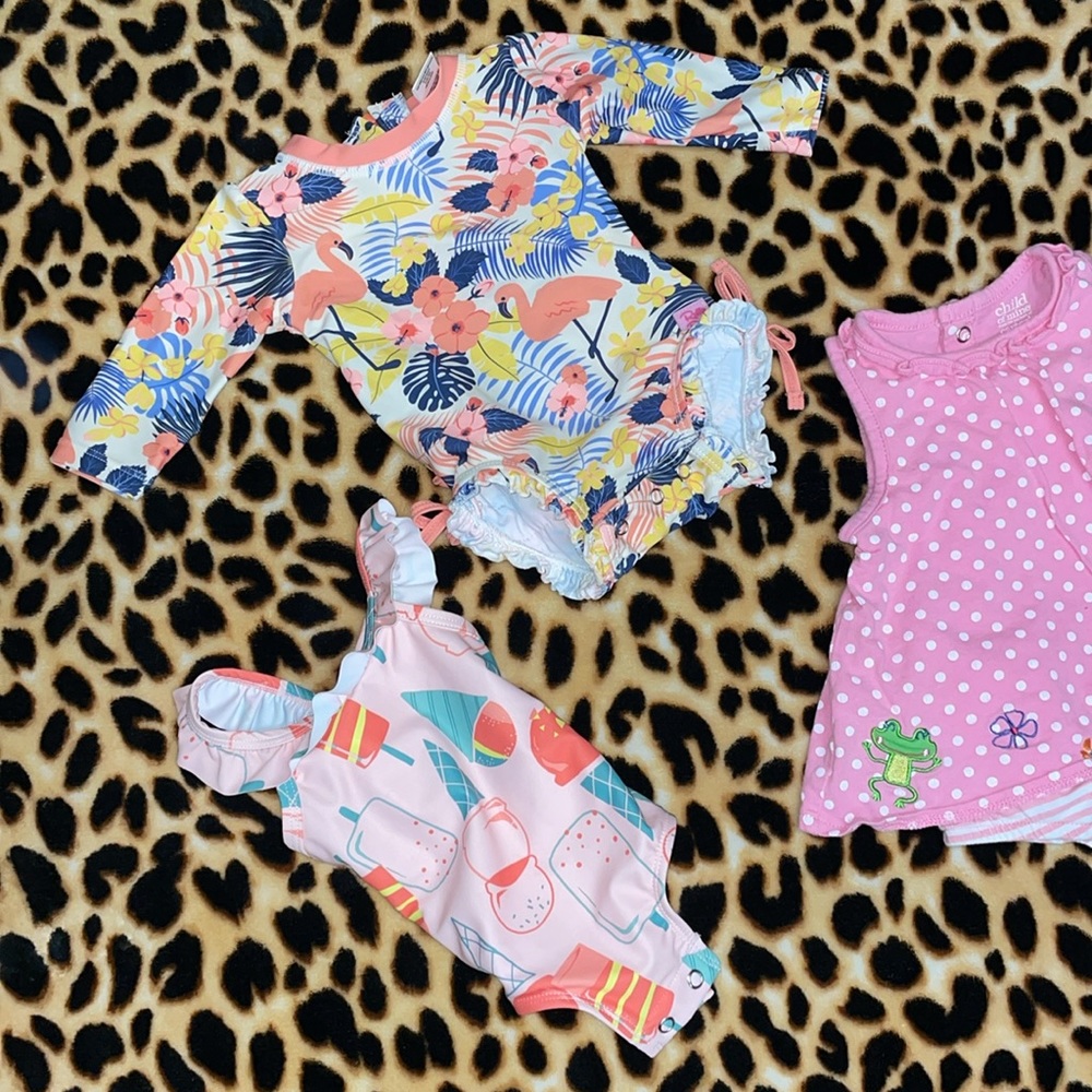 •CARTER'S•SUMMER BUNDLE OF 4, 2-SWIMSUITS AND 2-JUMPERS SIZE 3-6 MONTHS EUC - Picture 3 of 7